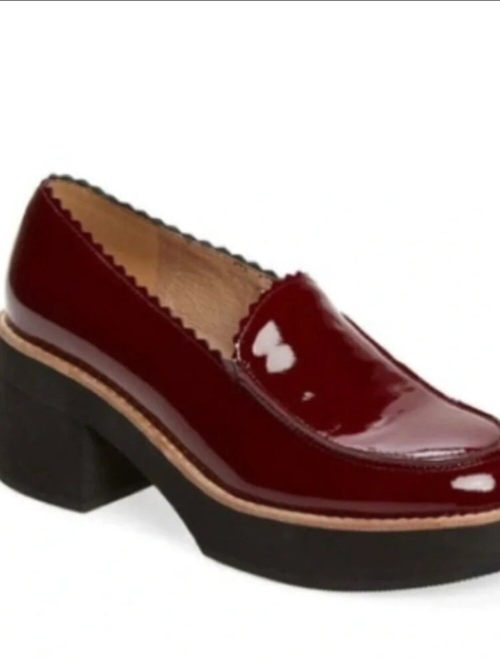 Eileen Fisher Harria Burgundy Patent Platform Loafer Size 6